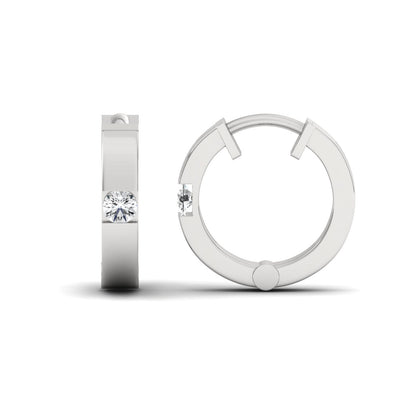 Silver Hoop Earrings For Men-white front & side angle