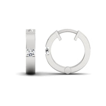 Load image into Gallery viewer, Silver Hoop Earrings For Men-white front &amp; side angle