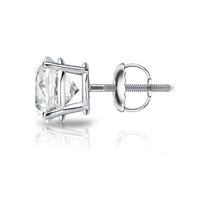 Round Solitaire  Sterling Silver CZ Ear Stud For Him (1 Pc Only)