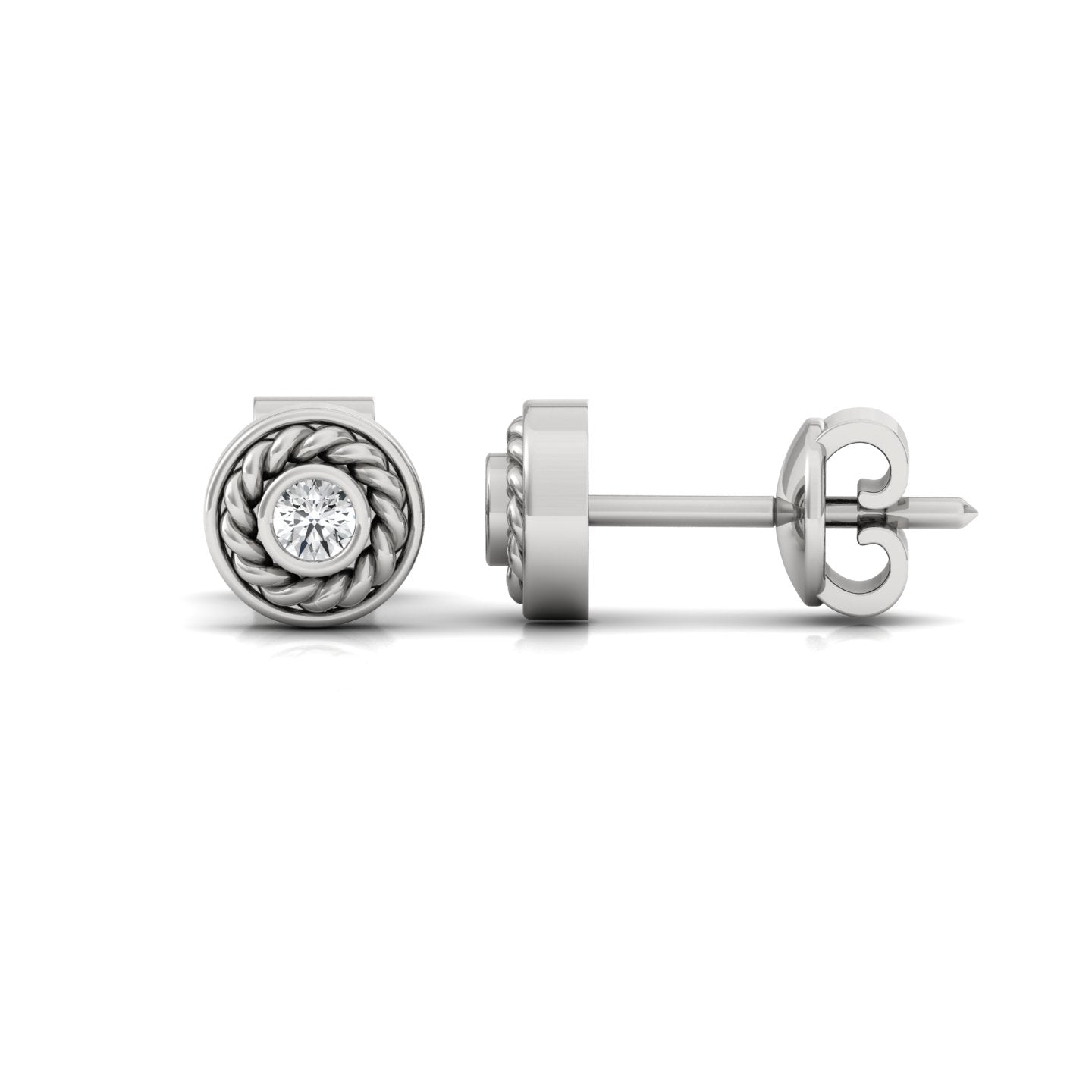 Front & side profile for Luke Ear Silver Stud for men