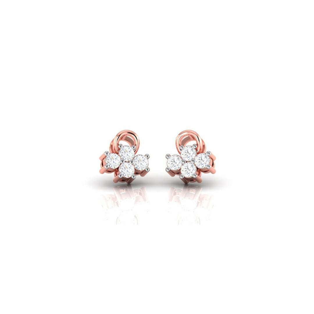 Dainty Floral Sterling Silver Earrings for Women