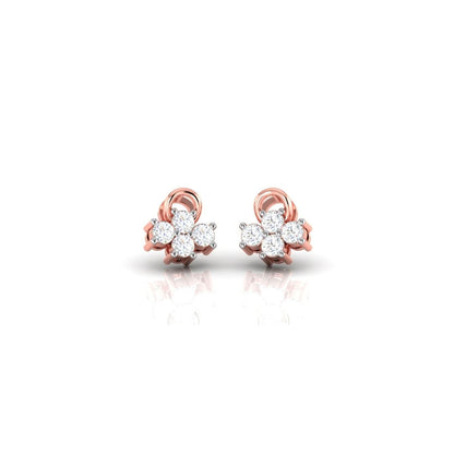 Dainty Floral Sterling Silver Earrings for Women