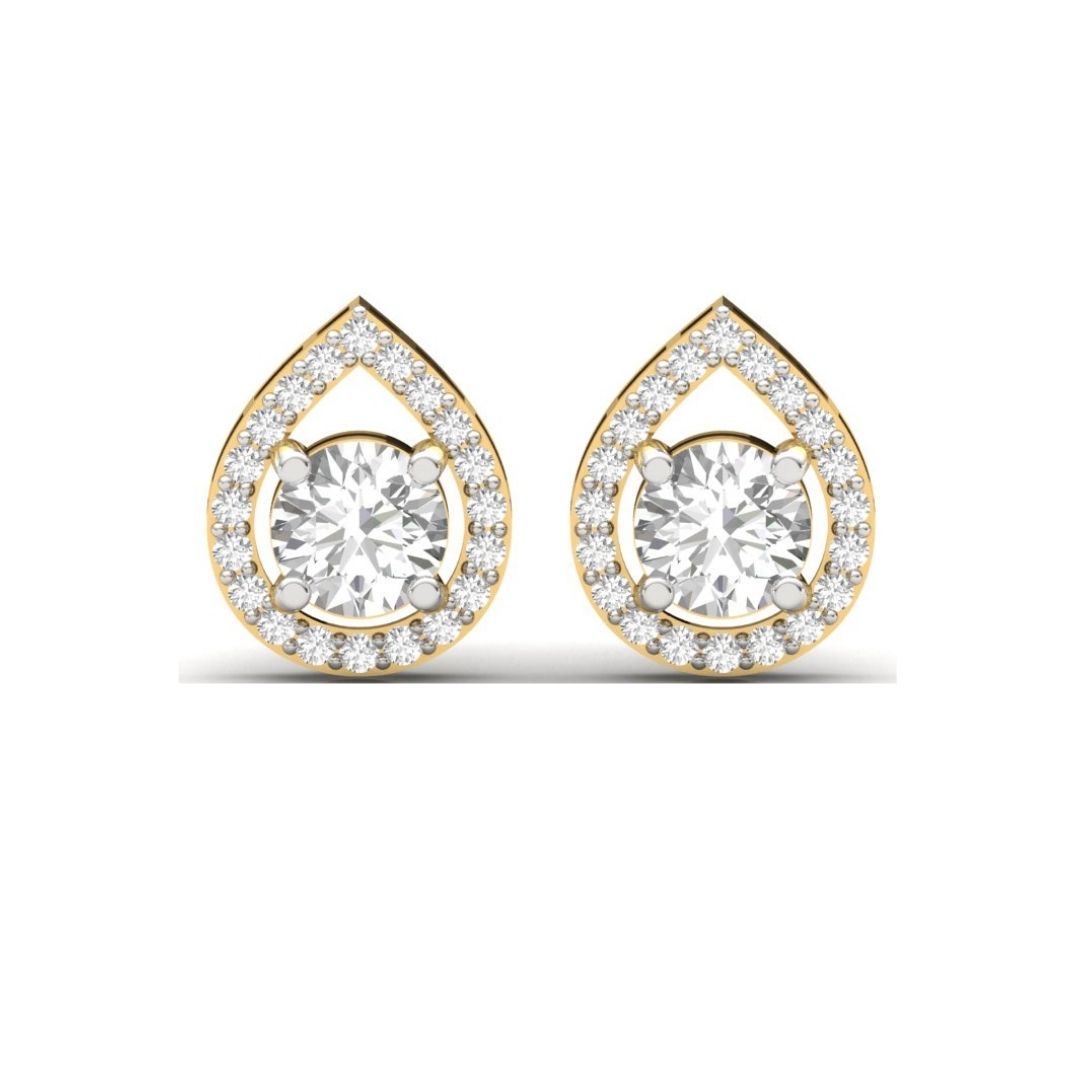 Teardrop Halo Sterling Silver Earrings for Her