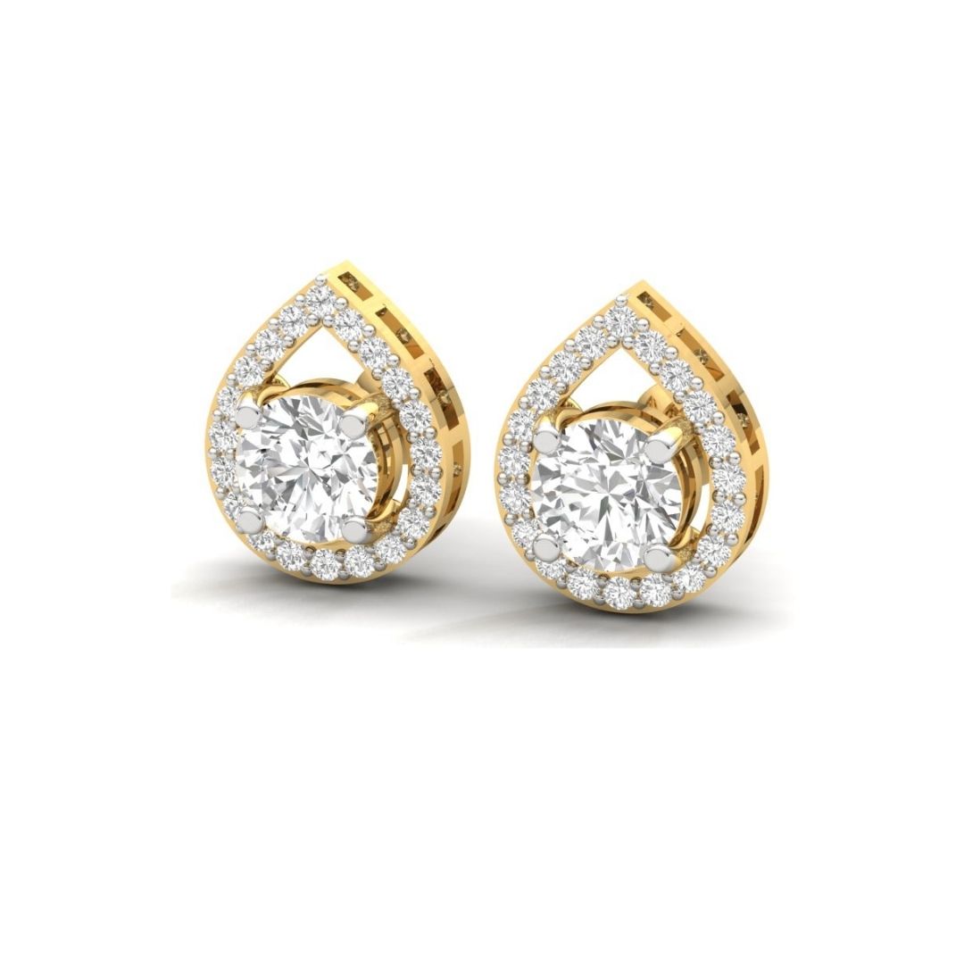 Teardrop Halo Sterling Silver Earrings for Her