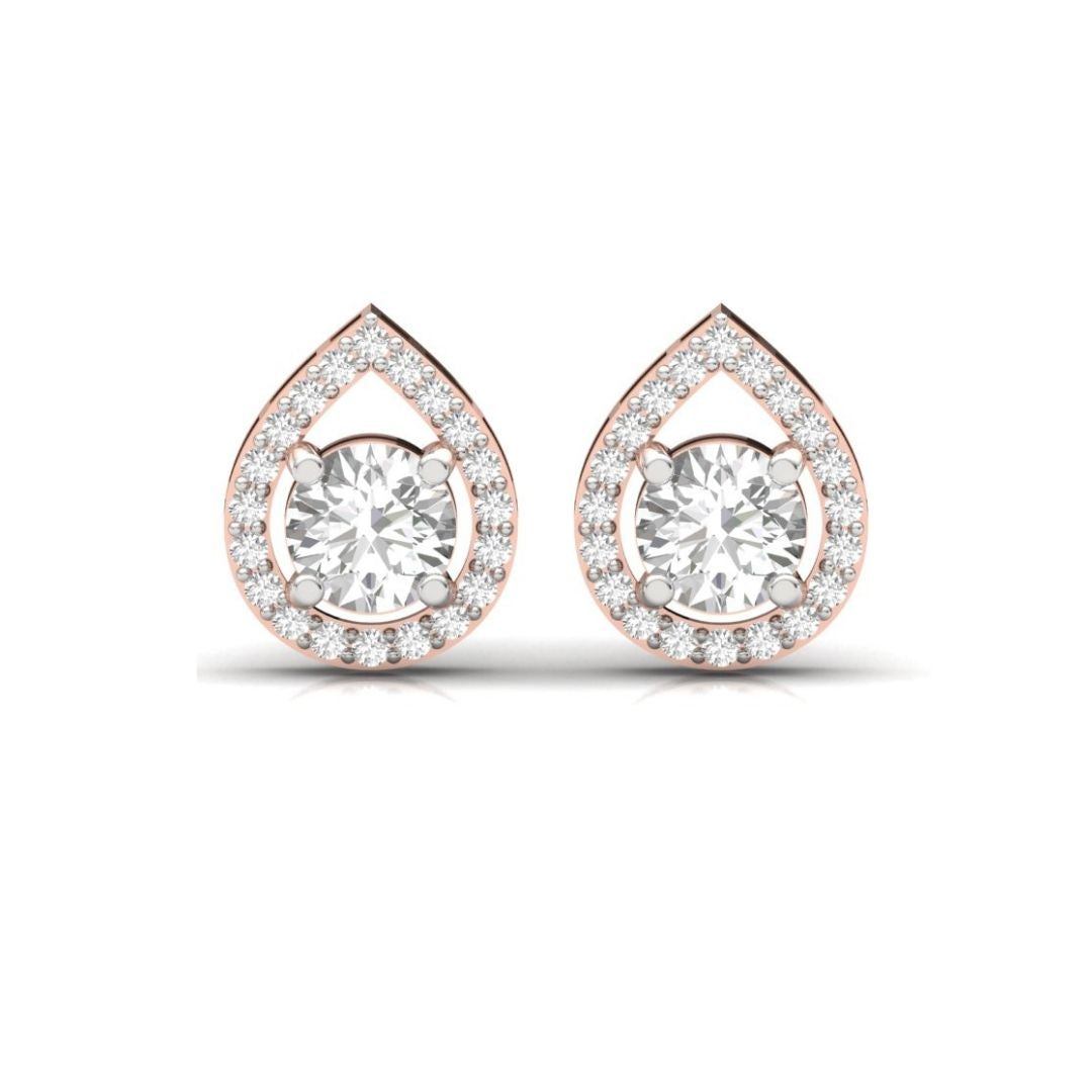 Teardrop Halo Sterling Silver Earrings for Her