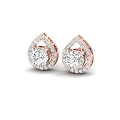 Teardrop Halo Sterling Silver Earrings for Her