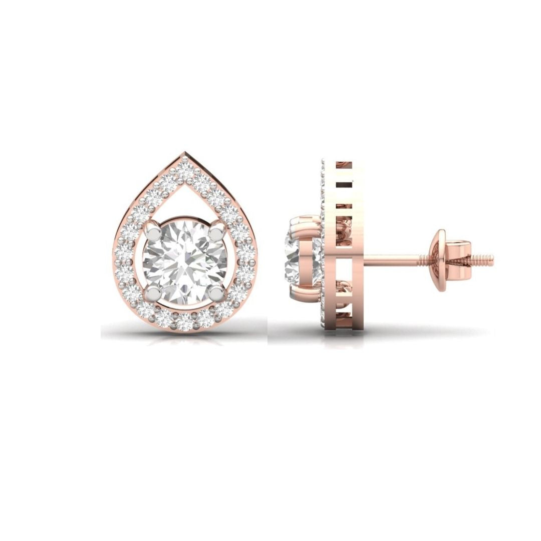 Teardrop Halo Sterling Silver Earrings for Her