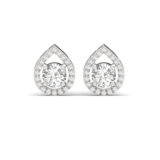 Teardrop Halo Sterling Silver Earrings for Her