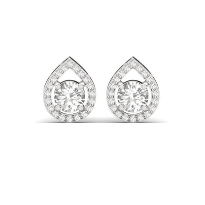 Teardrop Halo Sterling Silver Earrings for Her