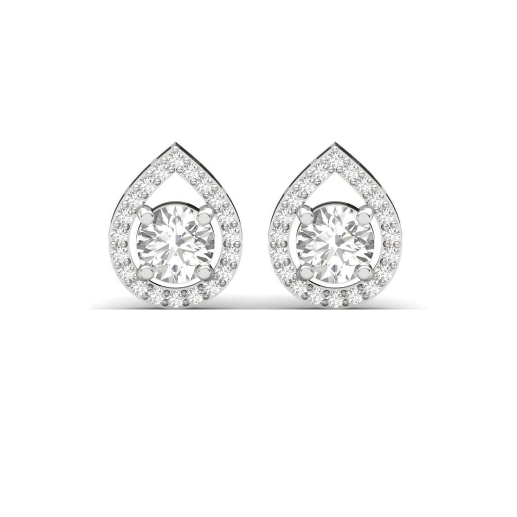 Teardrop Halo Sterling Silver Earrings for Her