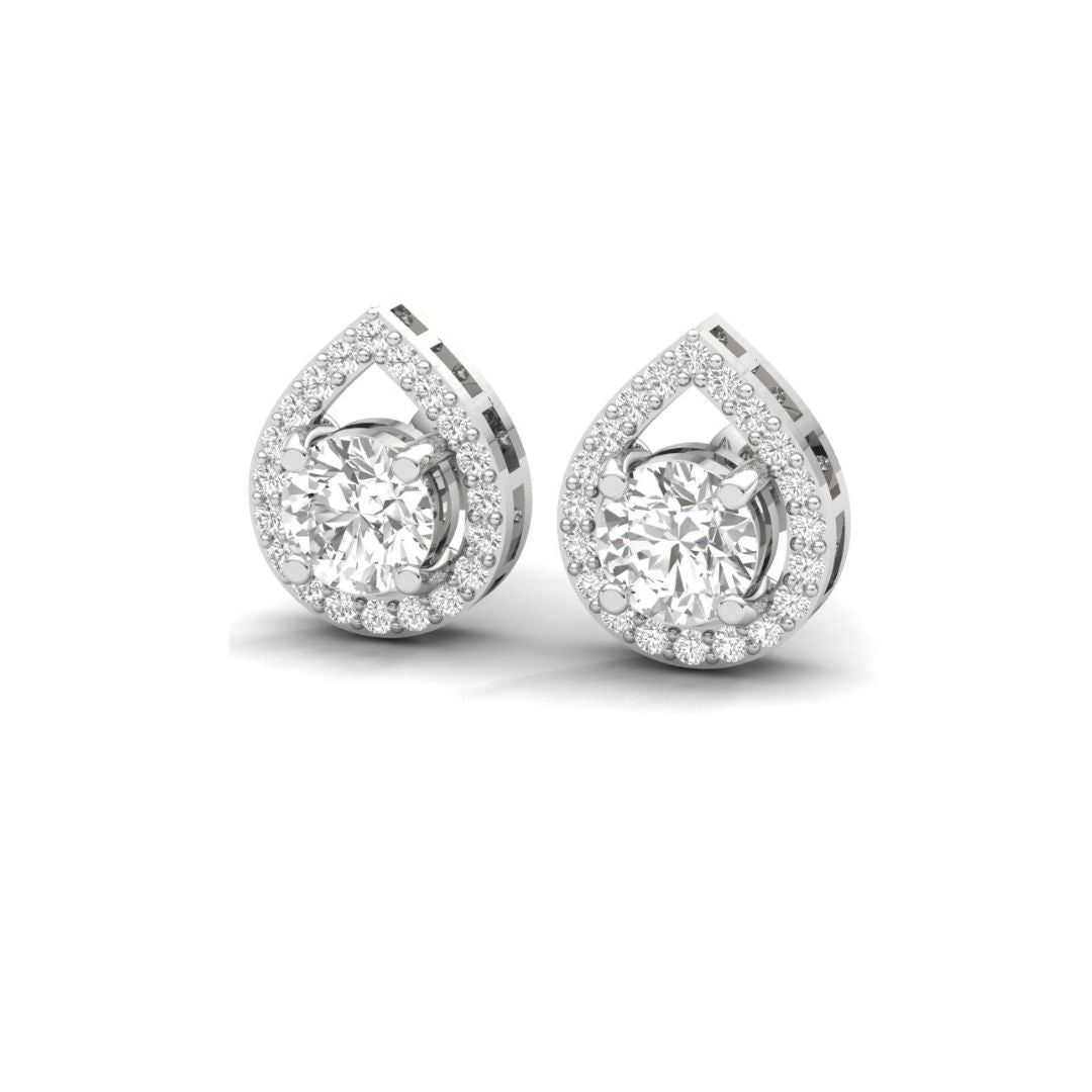 Teardrop Halo Sterling Silver Earrings for Her