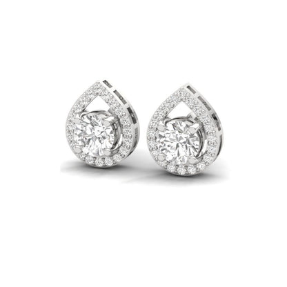 Teardrop Halo Sterling Silver Earrings for Her