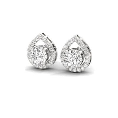 Teardrop Halo Sterling Silver Earrings for Her