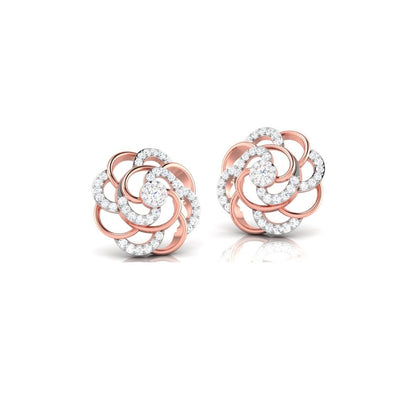 Rose Bloom Swirl Sterling Silver Earrings for Women