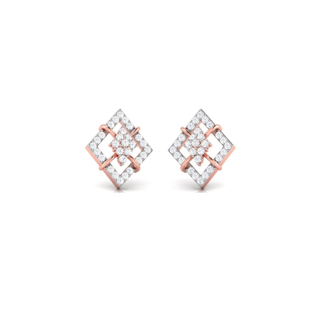 Diamond Shape Sparkling Sterling Silver Earrings for Women