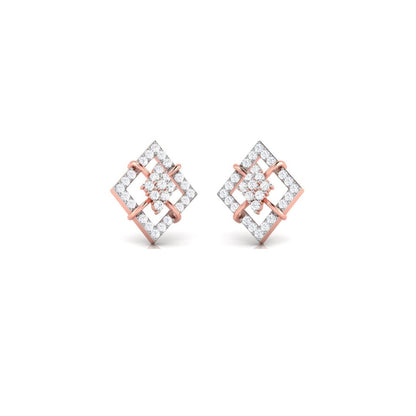 Diamond Shape Sparkling Sterling Silver Earrings for Women