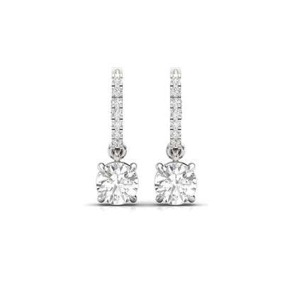 Solitaire Dangling Hoop Sterling Silver Earrings for Her