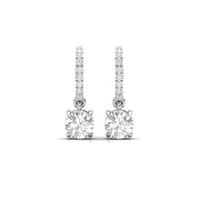 Load image into Gallery viewer, Solitaire Dangling Hoop Sterling Silver Earrings for Her