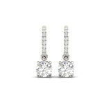 Solitaire Dangling Hoop Sterling Silver Earrings for Her