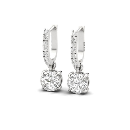 Solitaire Dangling Hoop Sterling Silver Earrings for Her