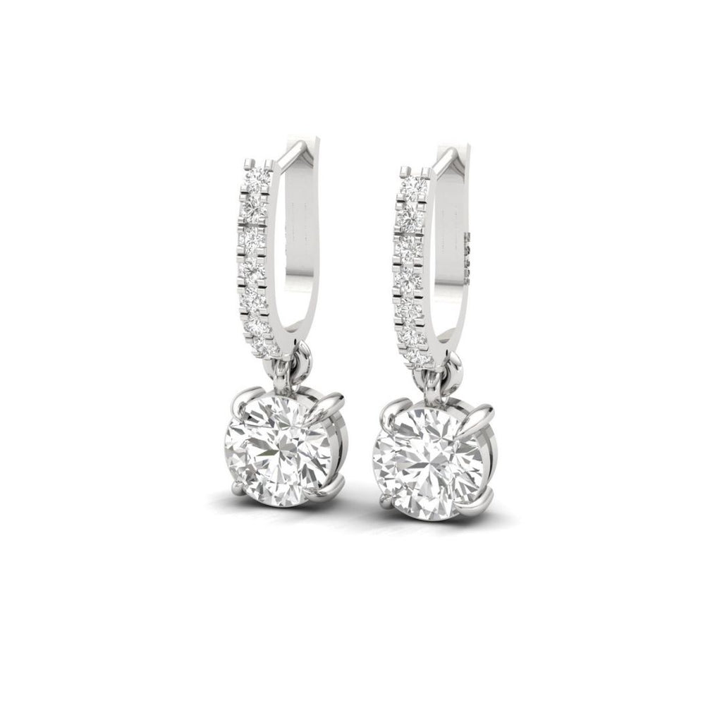 Solitaire Dangling Hoop Sterling Silver Earrings for Her