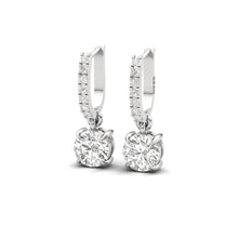 Load image into Gallery viewer, Solitaire Dangling Hoop Sterling Silver Earrings for Her