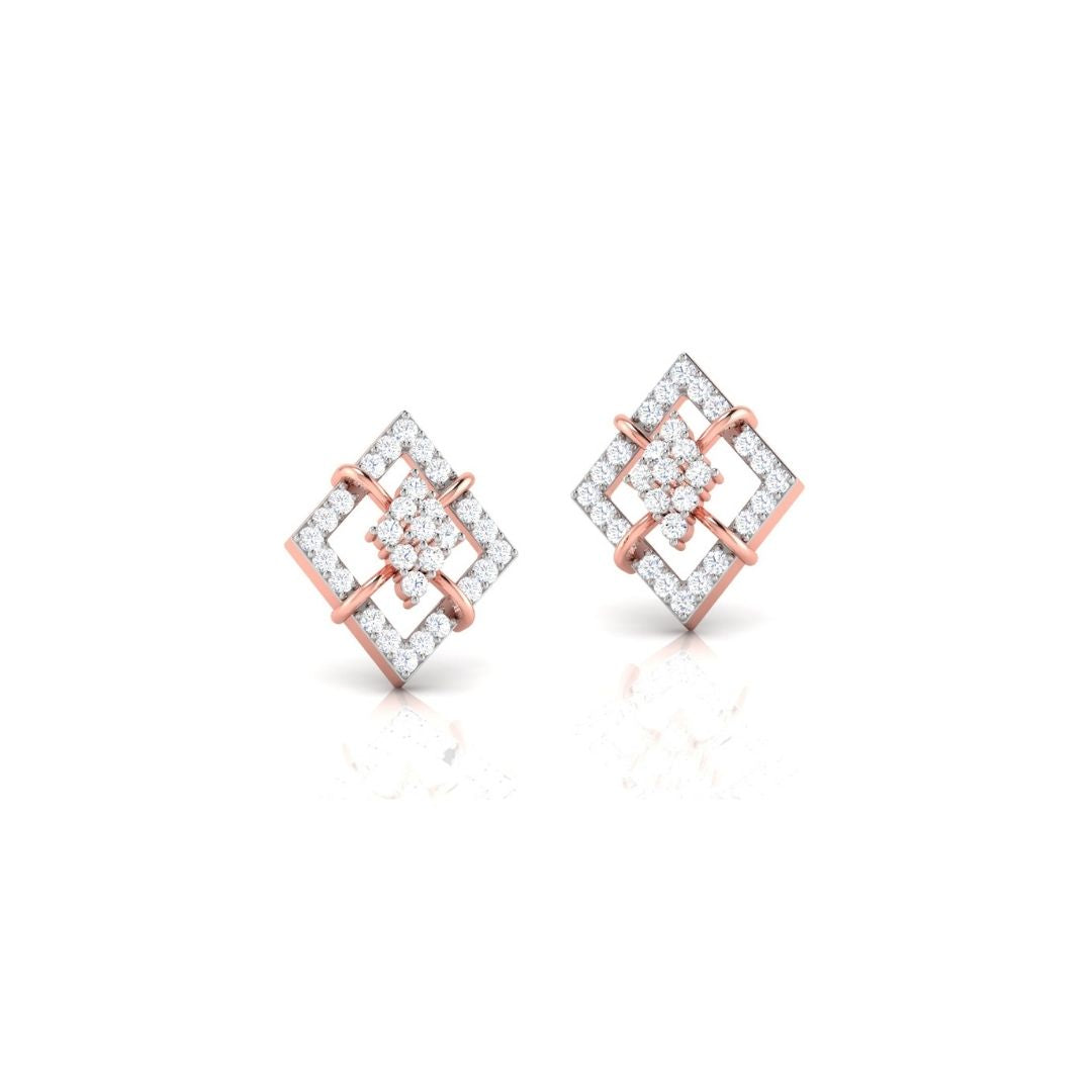 Diamond Shape Sparkling Sterling Silver Earrings for Women