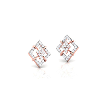 Diamond Shape Sparkling Sterling Silver Earrings for Women