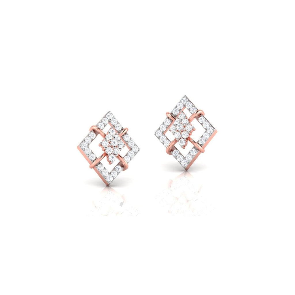 Diamond Shape Sparkling Sterling Silver Earrings for Women