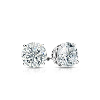 Round Solitaire  Sterling Silver CZ Ear Stud For Him (1 Pc Only)