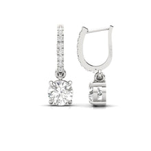 Load image into Gallery viewer, Solitaire Dangling Hoop Sterling Silver Earrings for Her