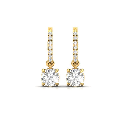 Solitaire Dangling Hoop Sterling Silver Earrings for Her