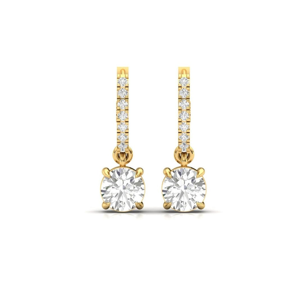 Solitaire Dangling Hoop Sterling Silver Earrings for Her