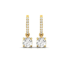 Load image into Gallery viewer, Solitaire Dangling Hoop Sterling Silver Earrings for Her