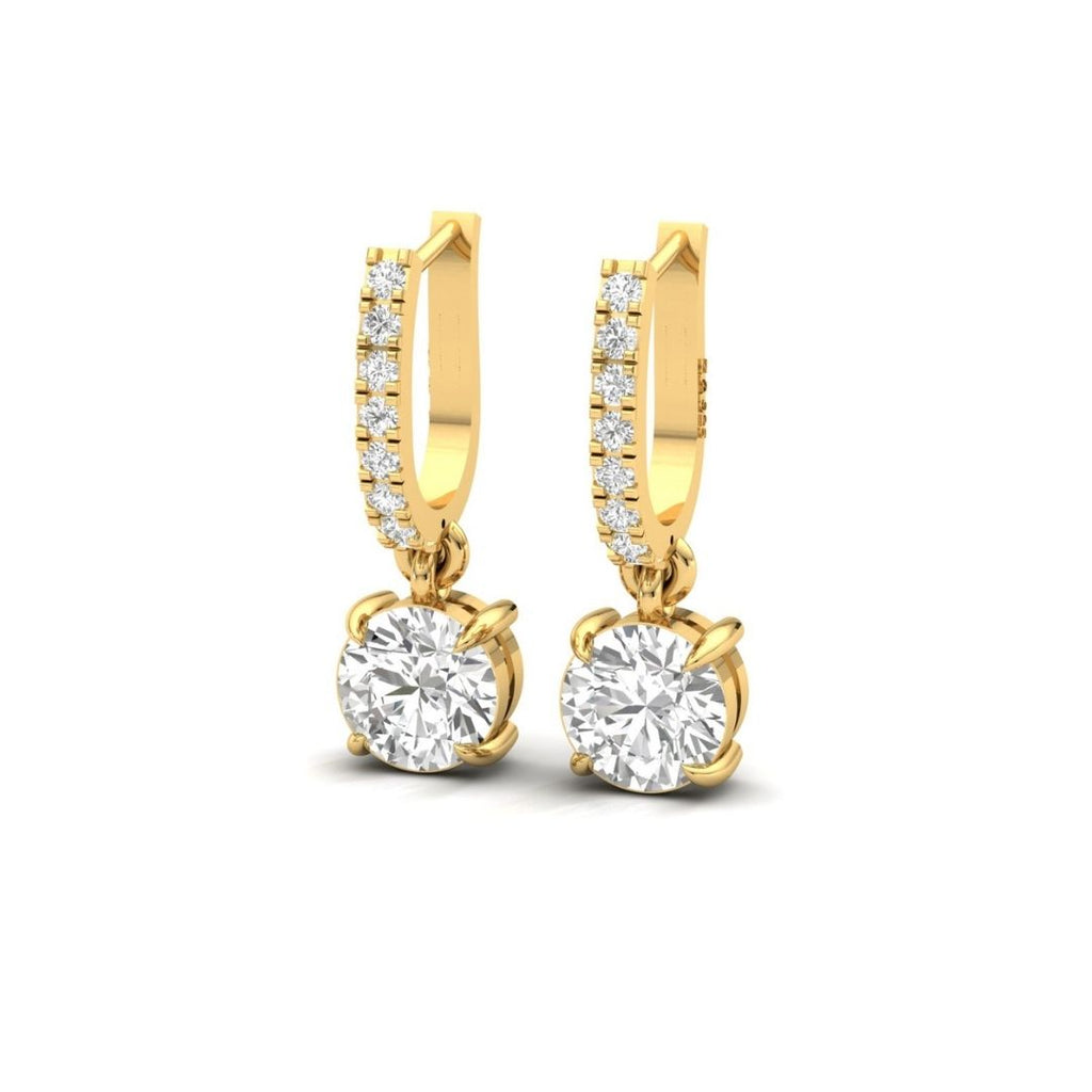 Solitaire Dangling Hoop Sterling Silver Earrings for Her