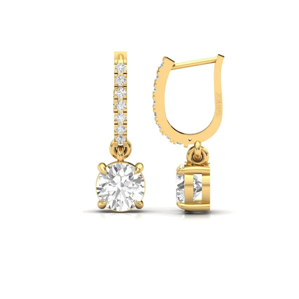 Solitaire Dangling Hoop Sterling Silver Earrings for Her