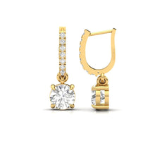 Load image into Gallery viewer, Solitaire Dangling Hoop Sterling Silver Earrings for Her