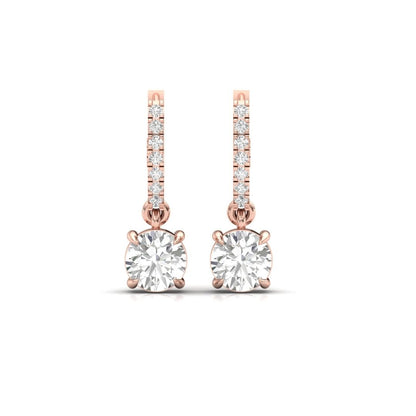 Solitaire Dangling Hoop Sterling Silver Earrings for Her