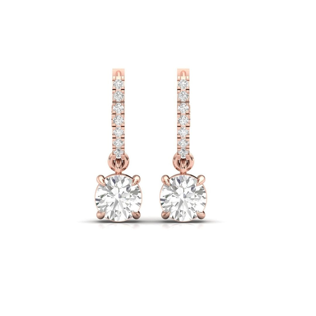 Solitaire Dangling Hoop Sterling Silver Earrings for Her