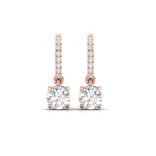 Load image into Gallery viewer, Solitaire Dangling Hoop Sterling Silver Earrings for Her