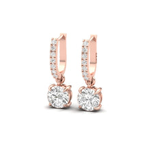 Load image into Gallery viewer, Solitaire Dangling Hoop Sterling Silver Earrings for Her