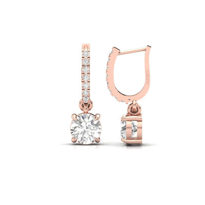 Solitaire Dangling Hoop Sterling Silver Earrings for Her