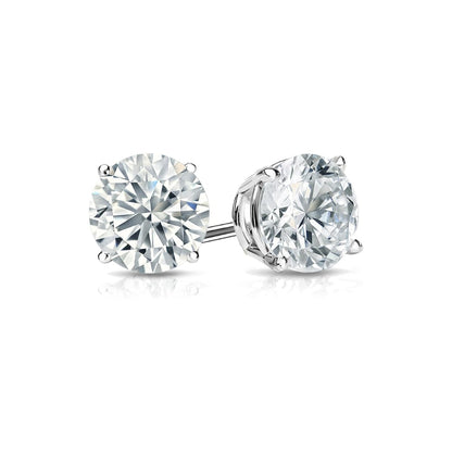 Round Solitaire  Sterling Silver CZ Ear Stud For Him (1 Pc Only)