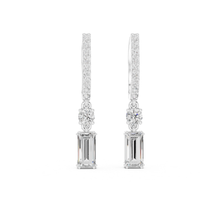 Load image into Gallery viewer, Pair of moissanite diamond earrings on a white background