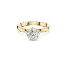 Load image into Gallery viewer, Gold ring with a 1ct moissanite diamond on a white background