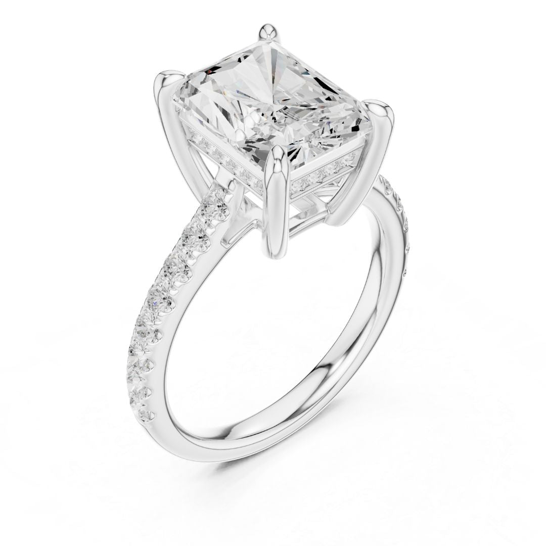 moissanite Diamond ring with a prominent central gemstone on a white background