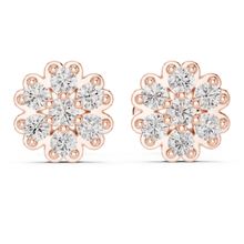 Load image into Gallery viewer, Rose gold earrings with Moissanite diamond-like stones on a white background