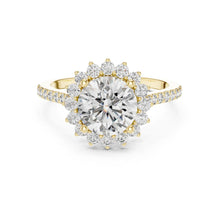 Load image into Gallery viewer, Gold and moissanite  diamond ring on a white background