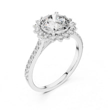 Load image into Gallery viewer, moissanite Diamond ring with a central gemstone and smaller diamonds on a white background