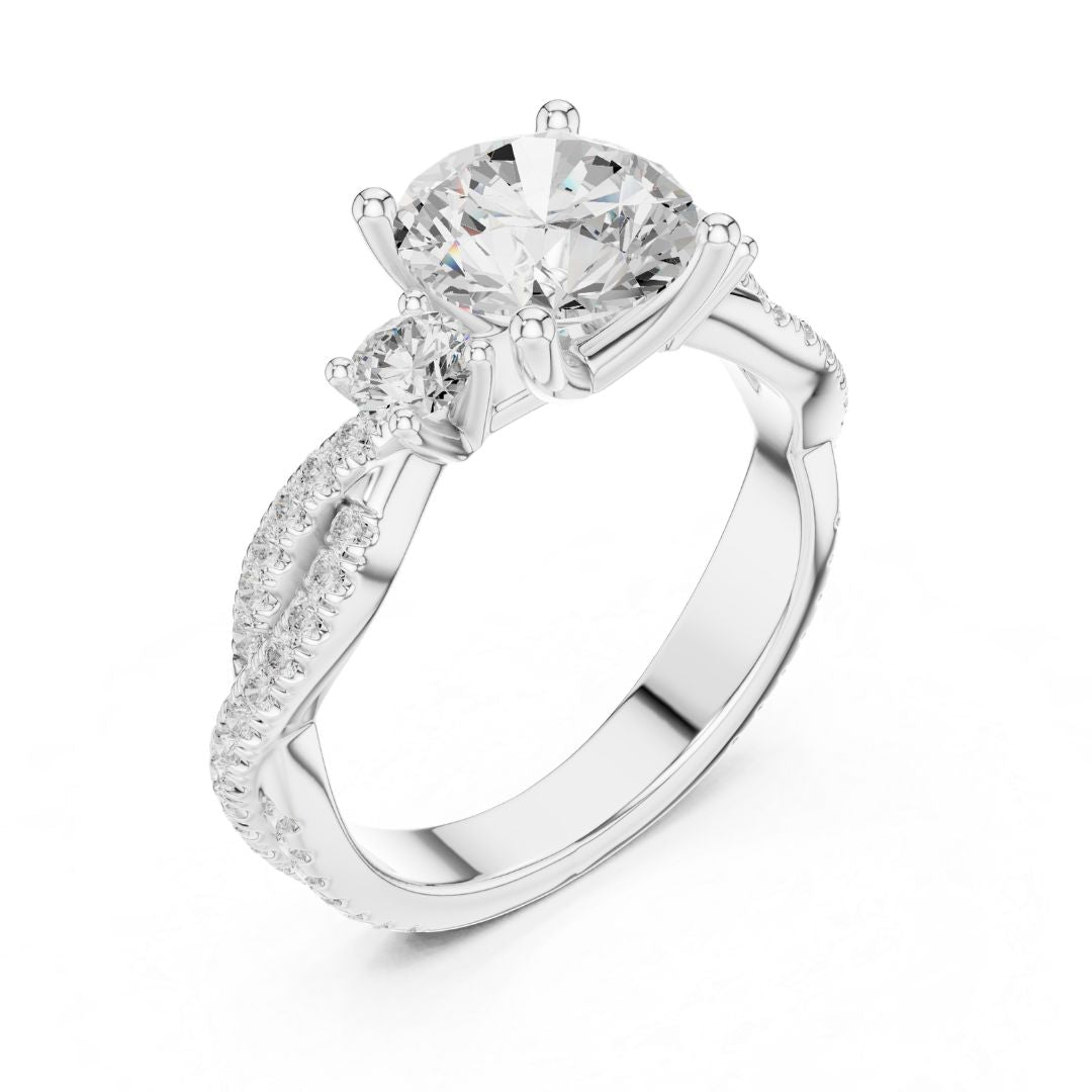 moissanite Diamond ring with a clear gemstone on a white background